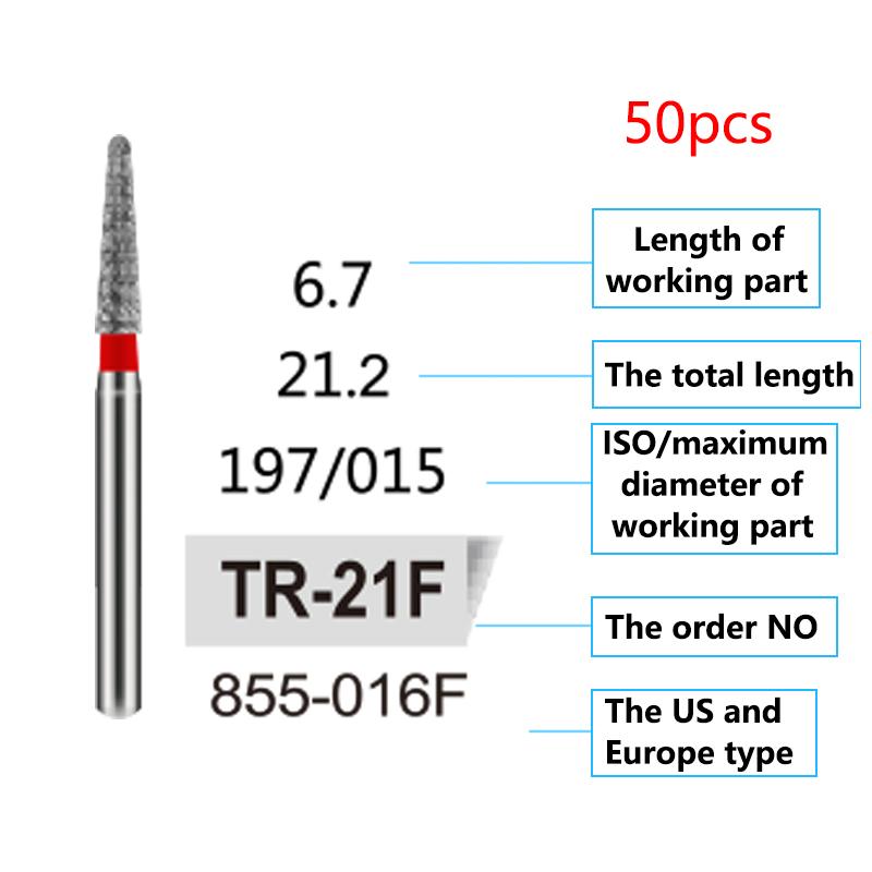 50Pcs Dental Diamond Burs Drill FG 1 6Mm For High Speed Handpiece Denspay Polishing Whitening Lab Material