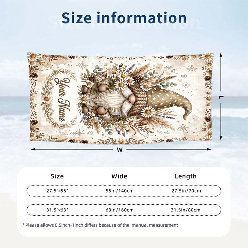 Floral Garden Theme Beach Towel Personalized Custom Name & Text Soft Quick Dry Beach Towel for Swimming Travel
