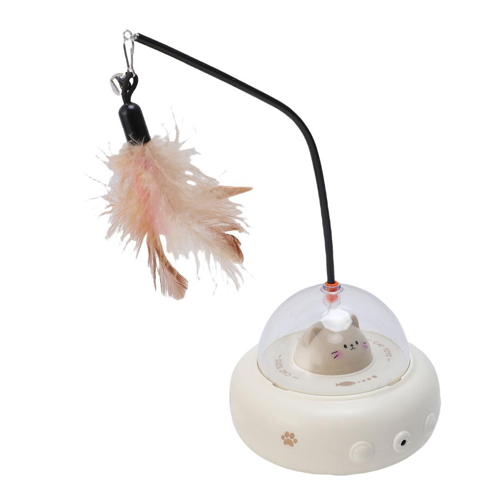 Automatic Interactive Cat Toy with Feather Wand Relieve Boredom Smart Sensing Electric Teasing Cat Toy for Indoor