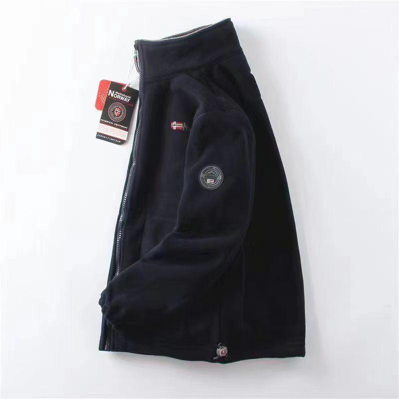 Norway Export: Men's Double-Sided Polar Fleece Jacket, Velvet Thickened, Autumn/Winter Warm, Loose Fit, Large Size