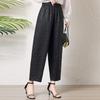 Silk Turtle Crack Fragrant Cloud Yarn Nine-point Pants Women's Silkworm Silk Large Size Middle-aged and Elderly Elastic Waist Straight Wide-leg Pants