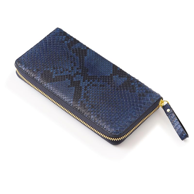 

[Tokyo Crocodile] Diamond Python Genuine indigo dyeing round long wallet Seiryu men s ladies Croco brand genuine leather genuine good luck money luck