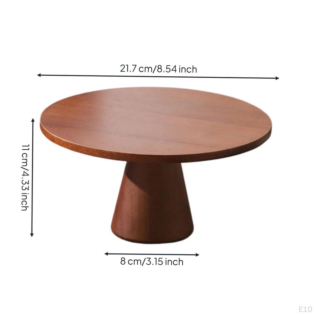 Acacia Wood Cake Stand Round Pedestal Tray with Tapered Base Elevated