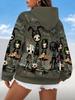 Lazy Women's Hoodie with Scary Cartoon Characters On Hoodie Women's Hooded Pullover Sweatshirt Fashionable Top