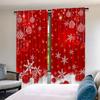 Set Of 2 Flat Printing Christmas Scene Curtains Red Snowflakes Digital Printed Polyester Drapes Birthday Party Use Curtain