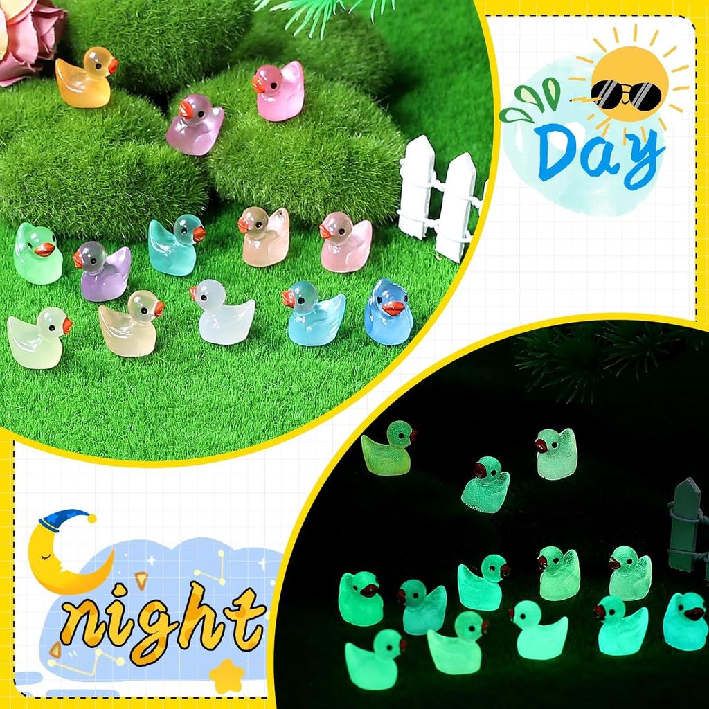 200/100/50Pcs Luminous Mini Ducks Moss Microlandscape Miniature Duck Figurines Fairy Garden Access Home Decor Glow In The Dark