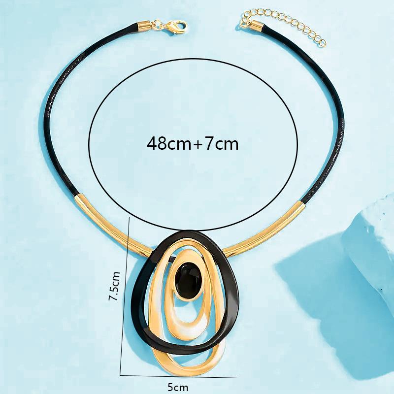 Retro Kreisförmig Oval Anhänger Halskette Modisch Charme Exquisite Kreativität Übertriebene Accessoires