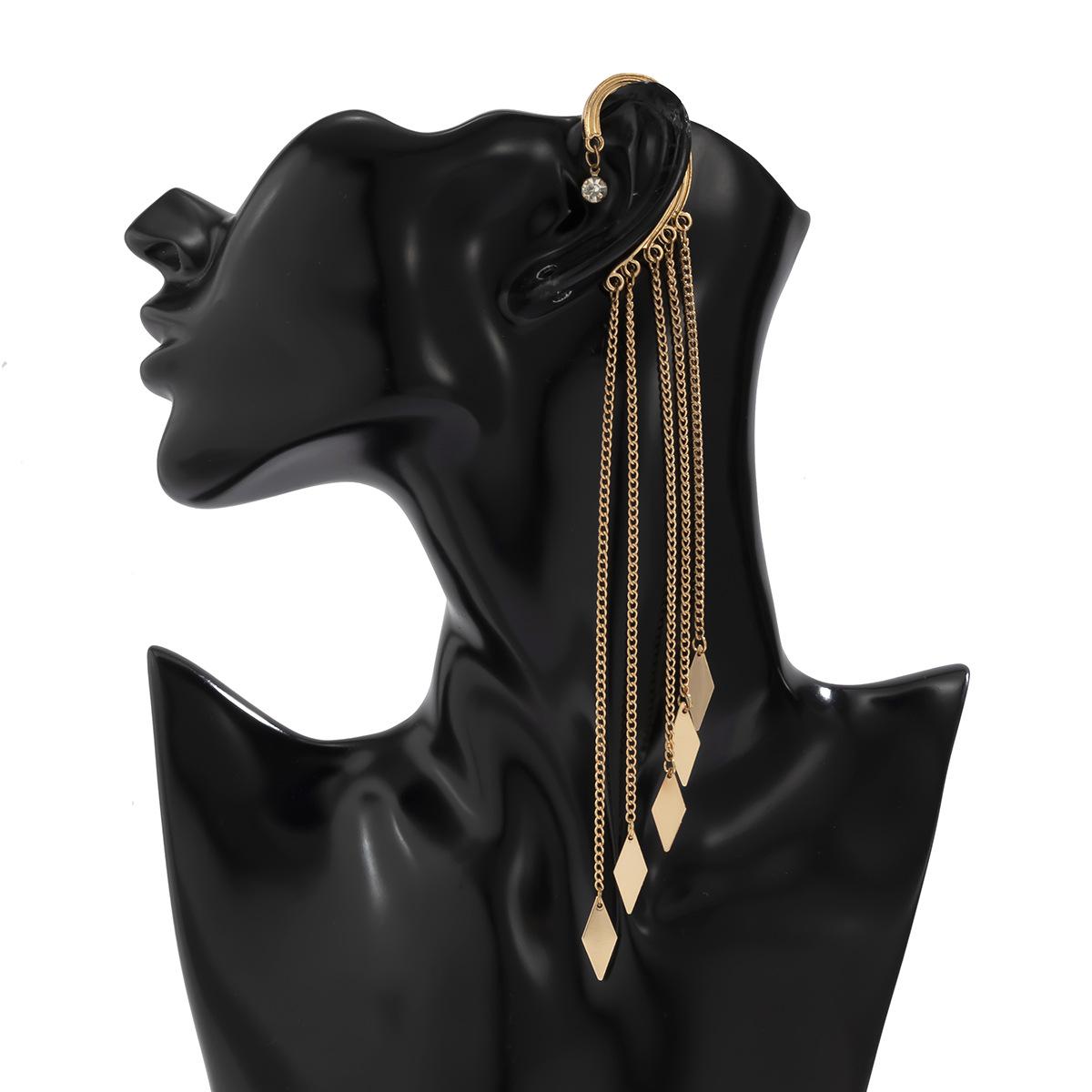 

Темпераментная одиночная длинная геометрическая скелетная серьга-подвеска с бахромой, персонализированные ромбовидные цепочные серьги женские