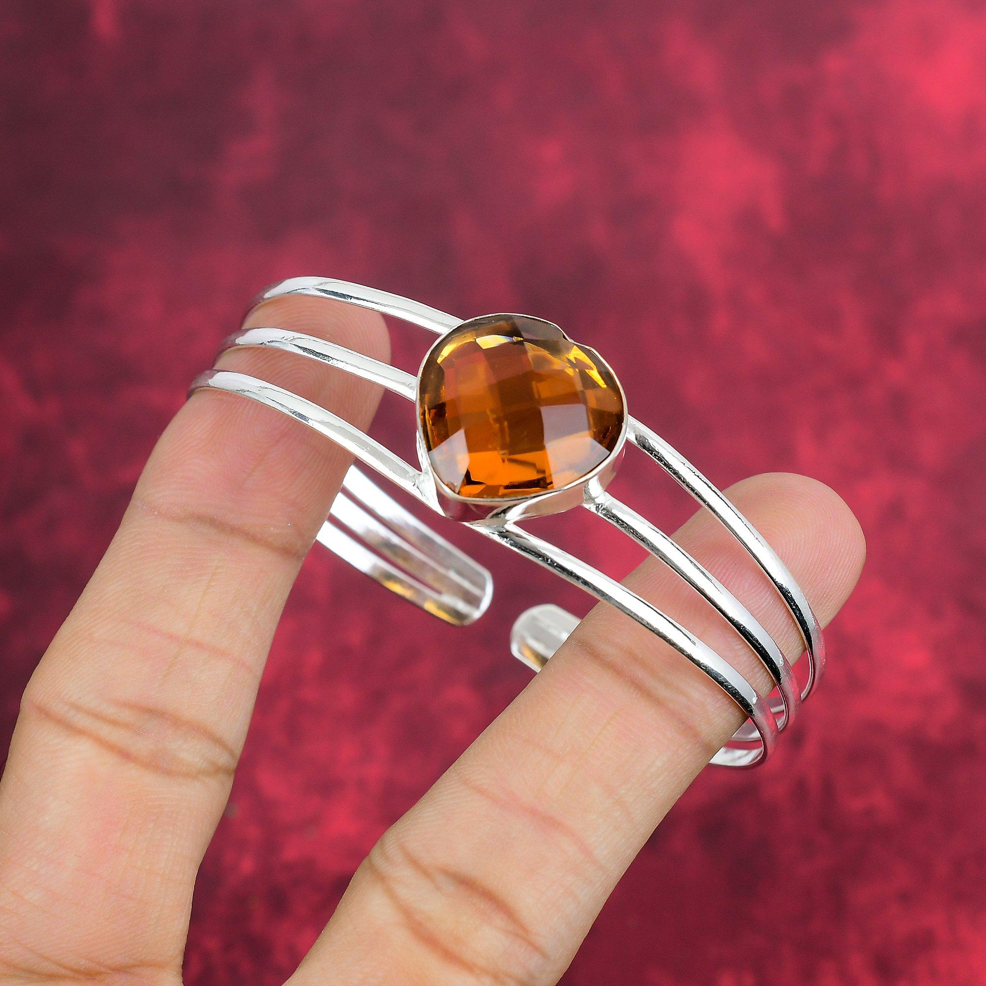 

Браслет с цитрином, ювелирные изделия из цельного серебра 925 пробы с драгоценными камнями, браслет ручной работы на День благодарения Adjustable жёлтый