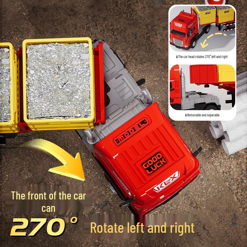 Large Alloy Cargo Transport Simulation Trailer Toy Truck for Kids