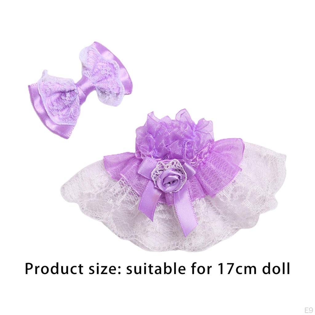 2 Stück Mini 6 Zoll Puppenkleidung mit Schleife, Kopfschmuck, Rock, Outfits