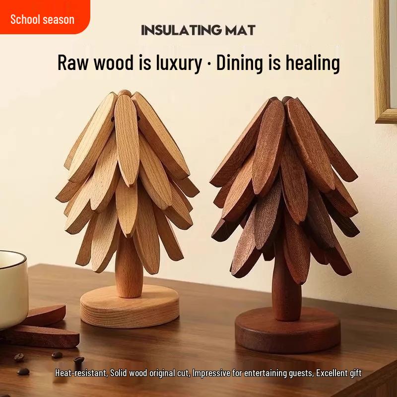 Christmas Tree Bamboo Insulation Pad: Creative Anti-Scald Pot Holder Coaster for Festive Table Decor