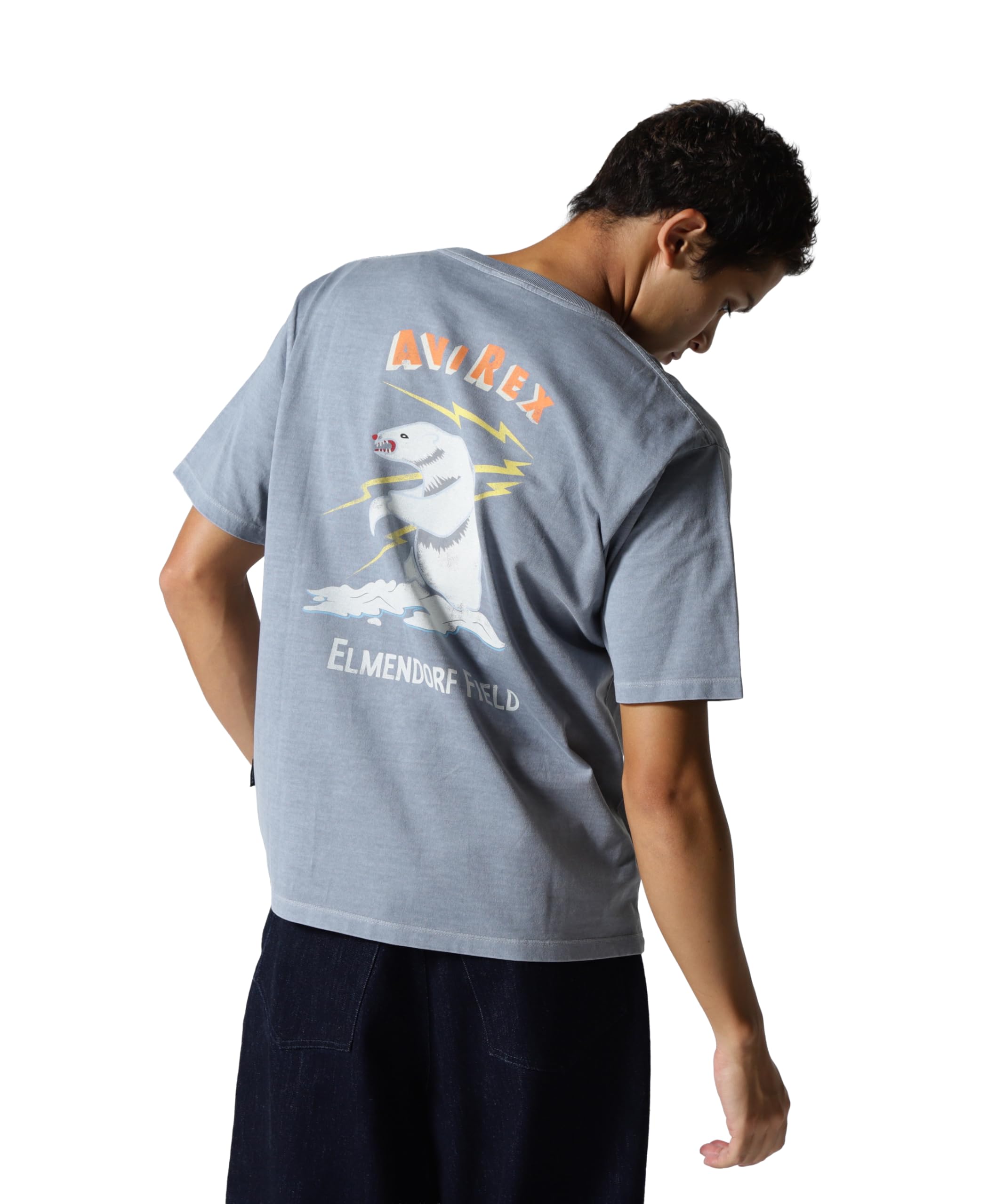 AVIREX FADE WASH ALASKA T-SHIRT men s XL 020 gray 783-5234034