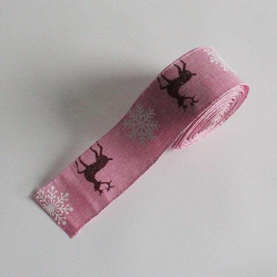 Losí stuha Krásná, pěkně vypadající stuha s drátěným okrajem s potiskem Vánoční losí vzor Stuha Barevná stuha na svatbu