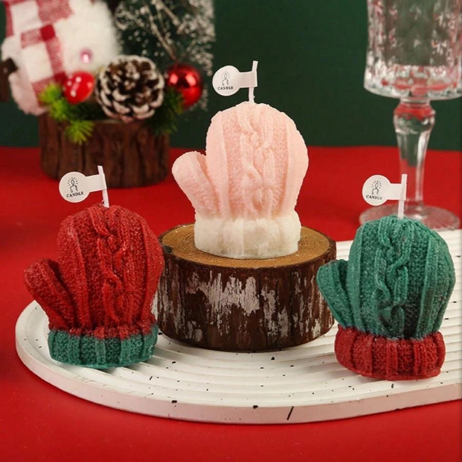 1/2pcs Christmas Woolen Gloves Shape Candle 3D Scented Candle Aromatherapy Soy Wax for Wedding Party Gift New Year Home Decor