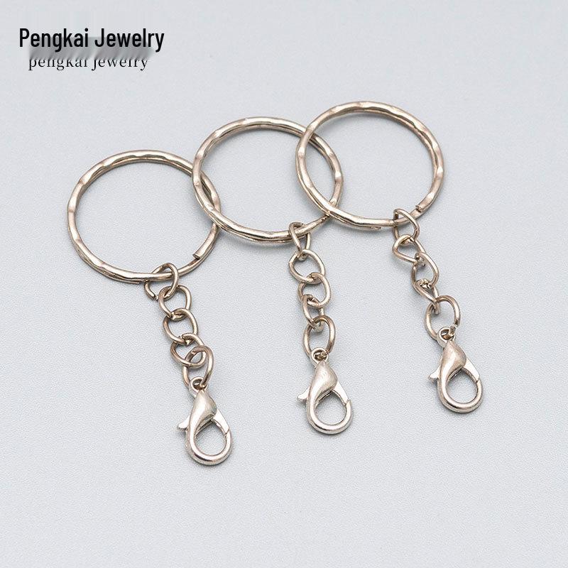DIY Jewelry Metal Key Rings & Lobster Clasps with Embossed Flat Split Rings
