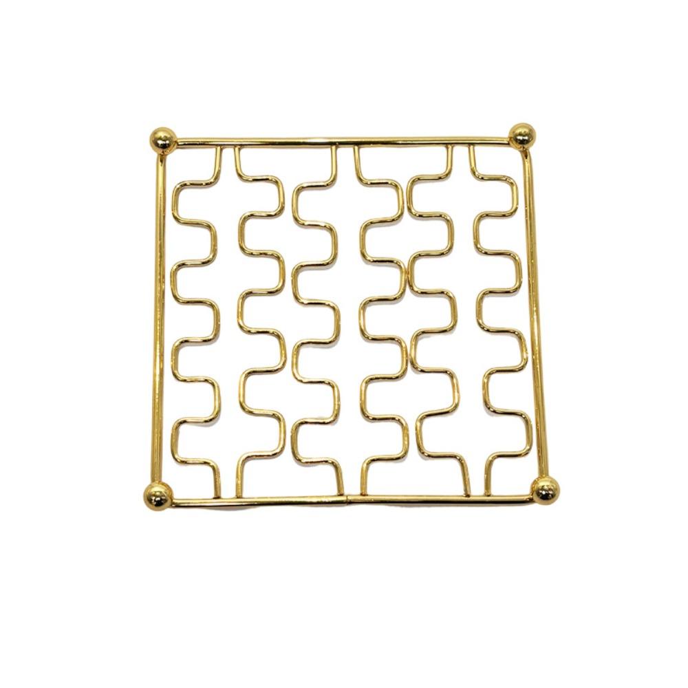 

Rust-proof Iron Insulation Pad Round/Square Hot Pot Holders High quality Gold Trivets Pot Steaming Style 2