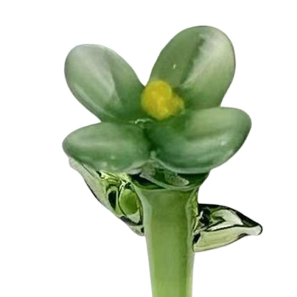Mini Glass Flower Artificial Creative Decor Floral Figurine for Women Girls Birthday Home Thanksgiving Desktop