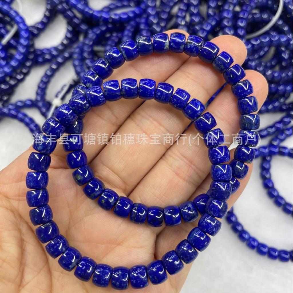 Natural Lapis Lazuli Straight Cut Tablet Bead Bracelet Wenwan Bracelet Less White And More Gold Lapis Lazuli Straight Cut Old Bead Bracelet