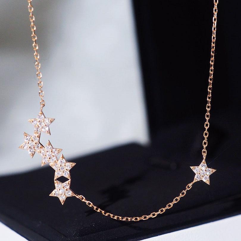 Gold-Plated S925 Sterling Silver Star Pendant Necklace - Light Luxury Korean Style for Women
