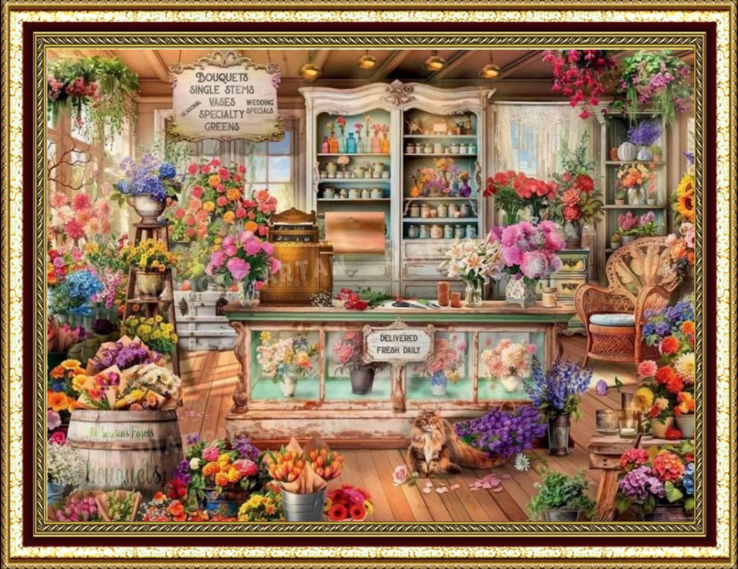 Diamond Art Square A2 AN-diaart Kit, Beads, Size, Resin, Florist, AM-559