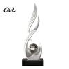 Wealth Accumulation Decoration Abstract Decorative Sculpture with Clear Crystal Ball, Modern Flowing Curve Tabletop Decor Statue Feng Shui Ornament