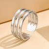 Cold Style Multi-Row Line Stainless Steel Ring for Women - Simple Geometric Metallic Accessory