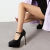 White High Heels Pumps Shoes Woman Platform Elegant 2025 Ankle Strap Black Red Heeled Dress Pumps Party Wedding Shoes Ladies