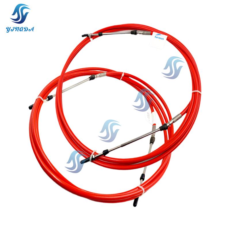 2 Pcs Throttle Shift Cable, Remote Control, For Yamaha Honda Suzuki Tohatsu Boat Motor Steering System, Red, 8-20 Feet
