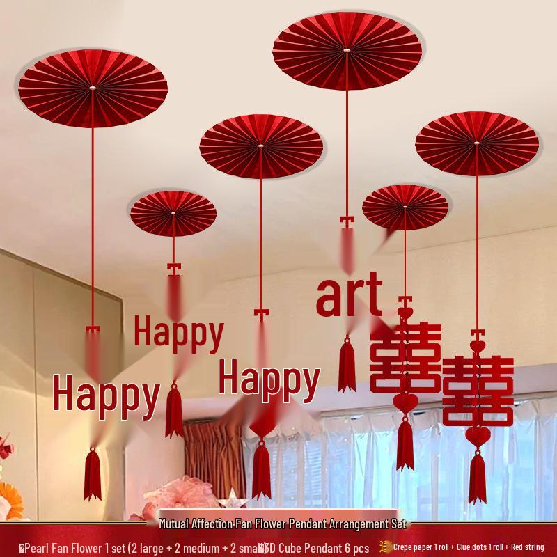 Double Happiness Wedding Ceiling Decoration: Square Hanging Ornament for Bedroom, Living Room, or New Home