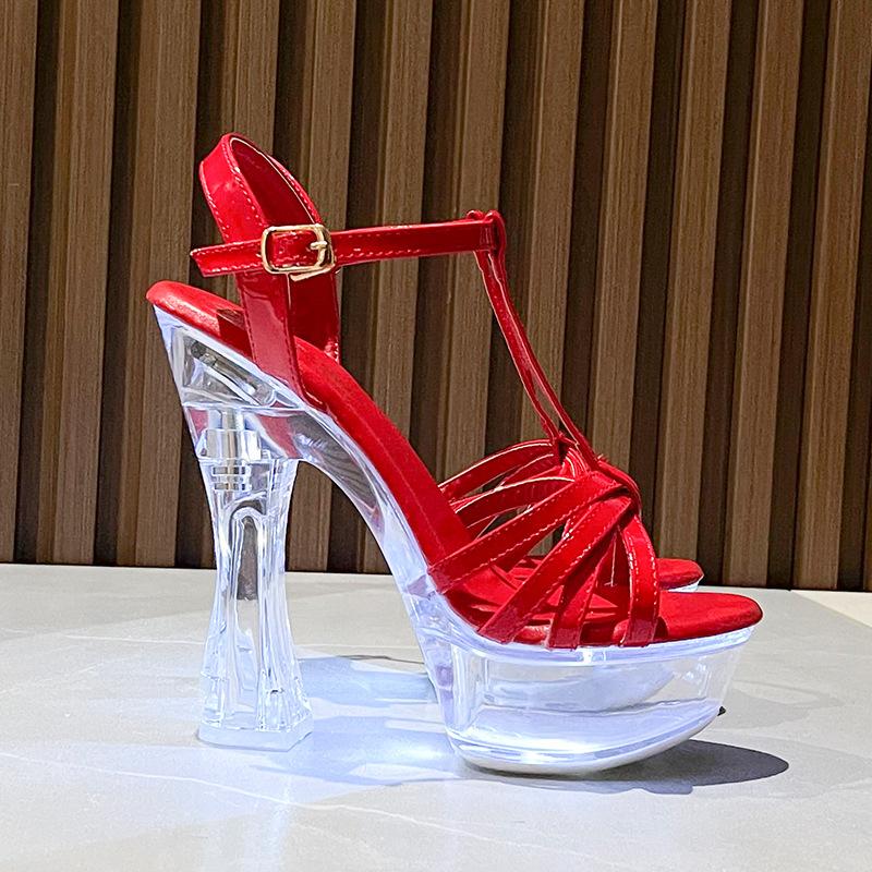 

Туфли на высоком каблуке с металлической пряжкой 14 см, супер-высокий каблук, платформа, босоножки Hating High LFD-10365-66 43