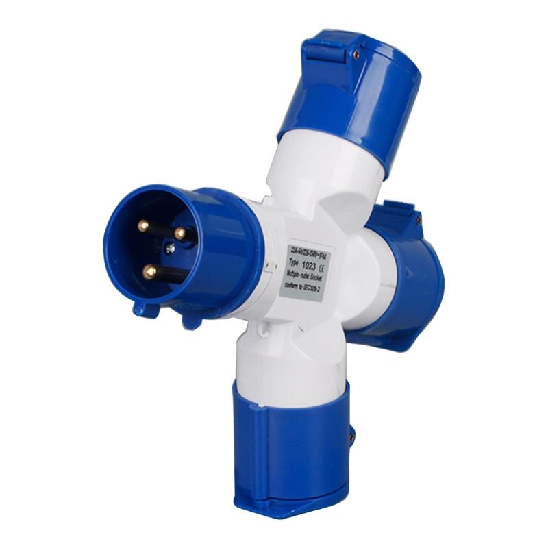 16A 2/3 Way Splitter Corrosion Resistant Electric Mains Hook Up Adapter for Caravans Motorhomes