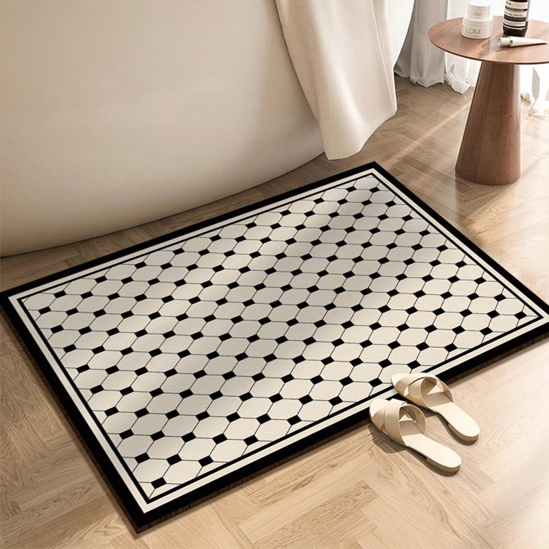 Ins Style Diotomite Bath Floor Mat Absorbent Bathroom Carpet Anti Slip Quick Dry Rugs Shower Toilet Pad Doormat Washable