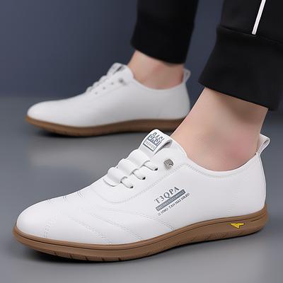 Fashion Spring White Leather Shoes Male Comfortable Loafers Leather Fashion Business Shoes Men Slip On Footwear Men Wedding Dress Shoes
