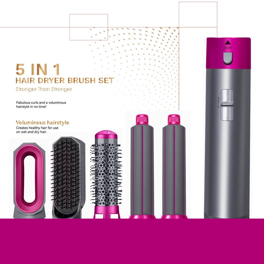 5-in-1 Hot Air Brush: Multi-function Curler, Straightener, & Blow Dryer - Safe for Hair