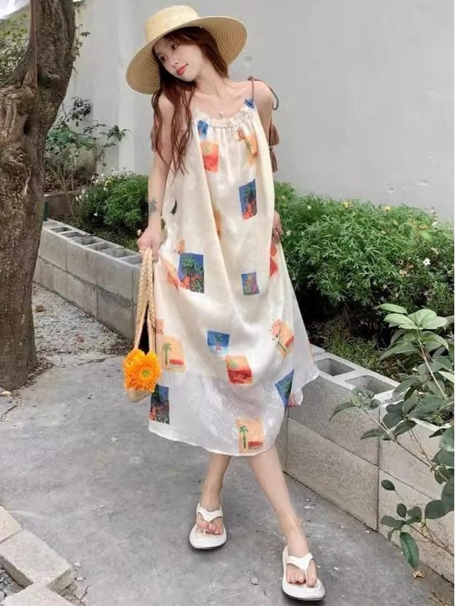Bohemian Colorful Women s Halter Dress - Ethnic Yunnan Style for Summer Beach Resort Large
