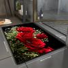 1Pcs Rose Pattern Floor Mat Modern Kitchen Polyester Rug Non-Slip Colorful Indoor Carpet, For Home Bathroom Bedroom Living Room Decor KTJ