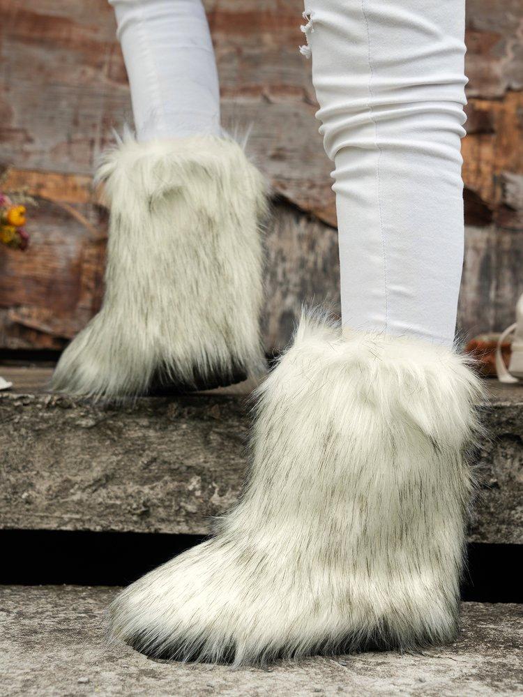 Europäische und amerikanische lange Stiefel Kinder warm halten im Winter dicksohlige flauschige Stiefel mittelhoher Schaft personalisierte Modefarbe Schneestiefel Spot