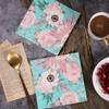 20pcs/pac 2-Ply New Blue Imperial Flower Printed Paper Napkins Colorful Wedding Party Hotel Paper Pure Wood Pulp Paper Placemats