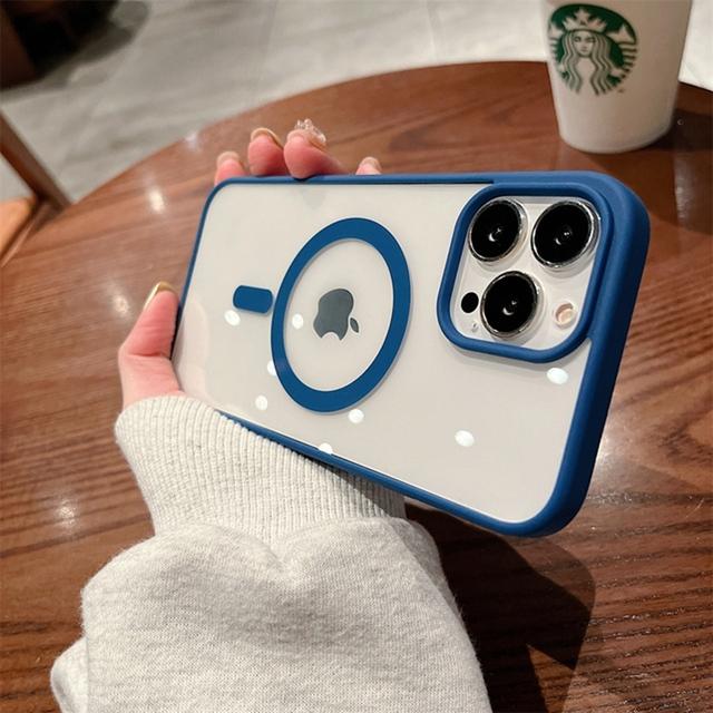 For iPhone 16 Pro Max Luxury Magsafe Magnetic Candy Frame Phone Case For iPhone 11 12 13 14 15 Plus Transparent Protective Cover