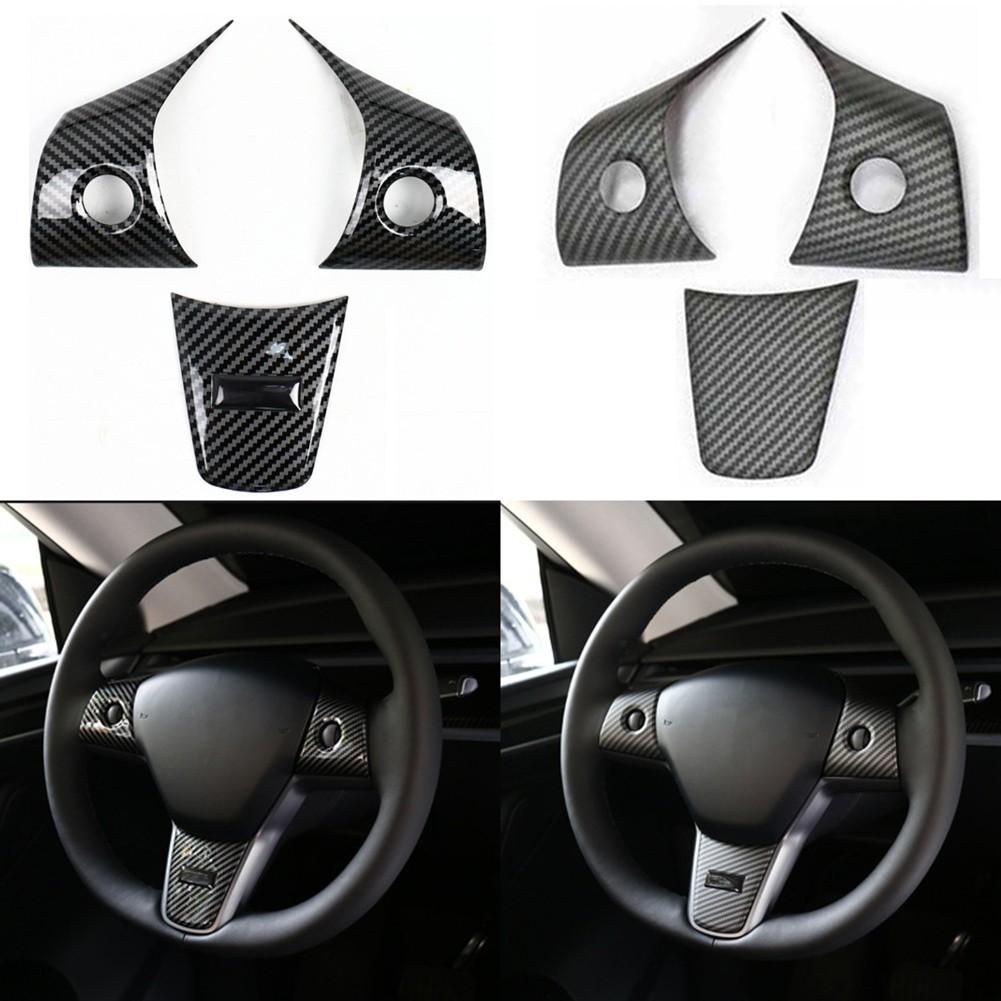 Stylish and Carbon Fiber Steering Wheel Cover Trim for Tesla Model 3 Y