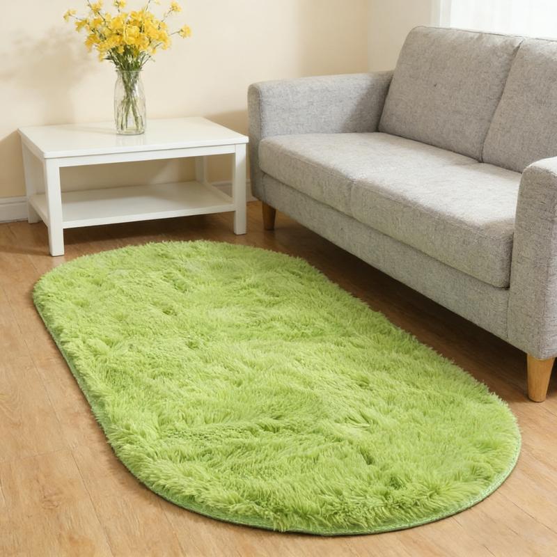 Rainbow Plush Carpet Oval Fluffy Rug For Girl Bedroom Long Pile Soft Beside Mat Large Area Rug Living Room Shaggy Kids Playroom Mat