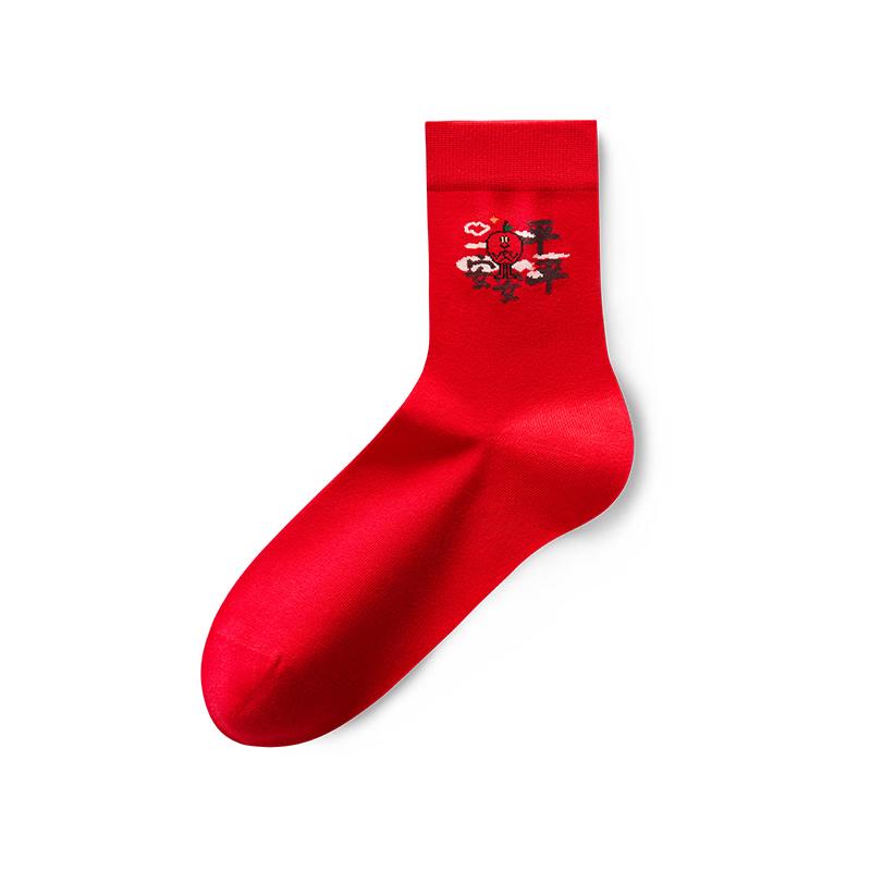 HLA Men s Lucky Red Cotton Blend Mid-Tube Socks (3-Pair Pack) One Size