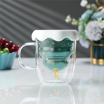 Cute Christmas Double-Layer Glass Mug
