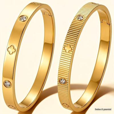 Einfaches Mode-Titanstahl-Armband mit römischen Ziffern und Diamant-Inlay - Damen-Doppelschließe, Farbechte Schmuckstücke