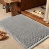 Floor Mat Absorb Moisture 3D Waffle Texture Door Mat Fringe Trim Anti-Slip Double-Layer Superior Absorbency Entryway Rug for Bathroom Kitchen