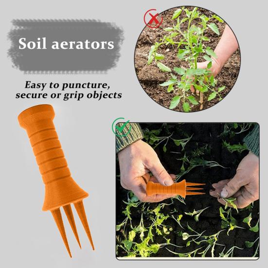 Handheld Soil Aerator 3-Spike Soil Loosening Tool Manual Mini Soil Aerator for Houseplants Small Flower Beds Vegetable Patches