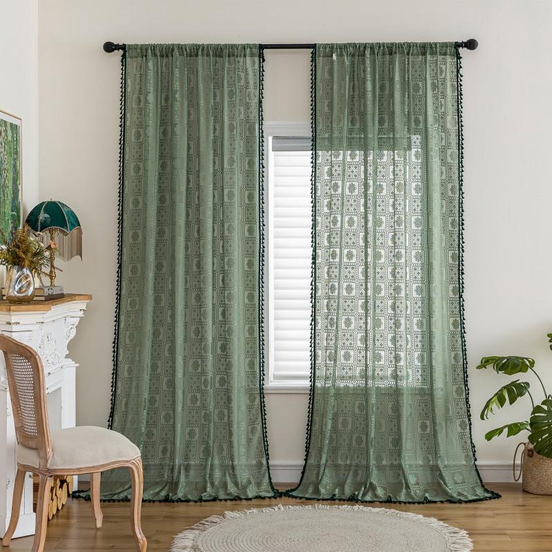 Floral Lace Sheer Curtain Panel Living Room Bedroom Dining Balcony Country Style Window Treatment