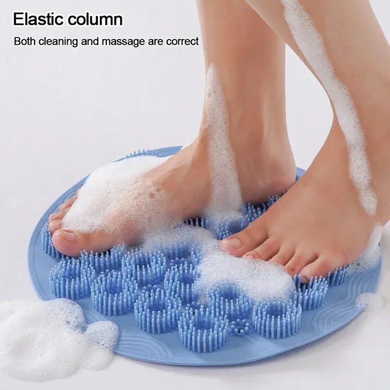 Bathroom scrubbing tools Brush Silicone Rub Back Brush Bathroom Non-slip Wash Foot Pad Shower Mat with Sucker Bath Massager Pad