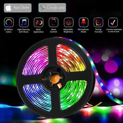 Listwa oświetleniowa LED 5050, z pilotem, listwa oświetleniowa RGB, odpowiednia na spotkania rodzinne Listwa oświetleniowa LED 0,5-30 m